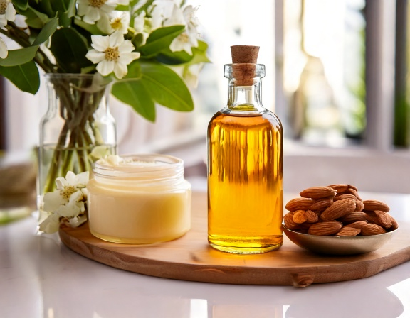 Almond oil glowing skin
