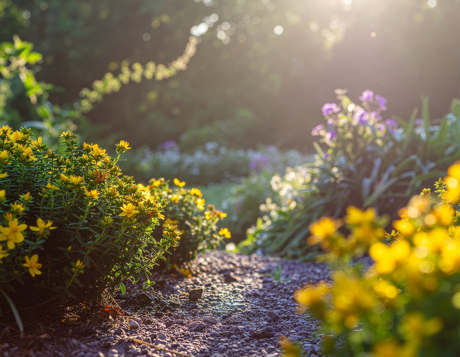 St. John’s Wort garden with yellow blooms
