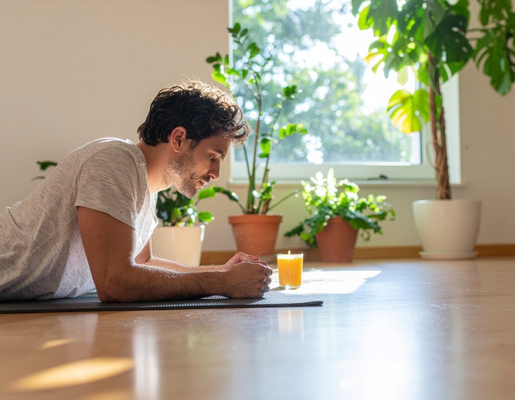 Active adult stretching with Devil's Claw tea