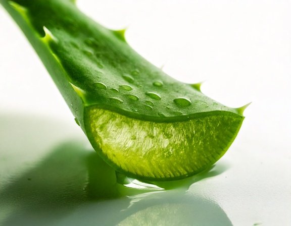 Aloe leaf split open showing clear gel