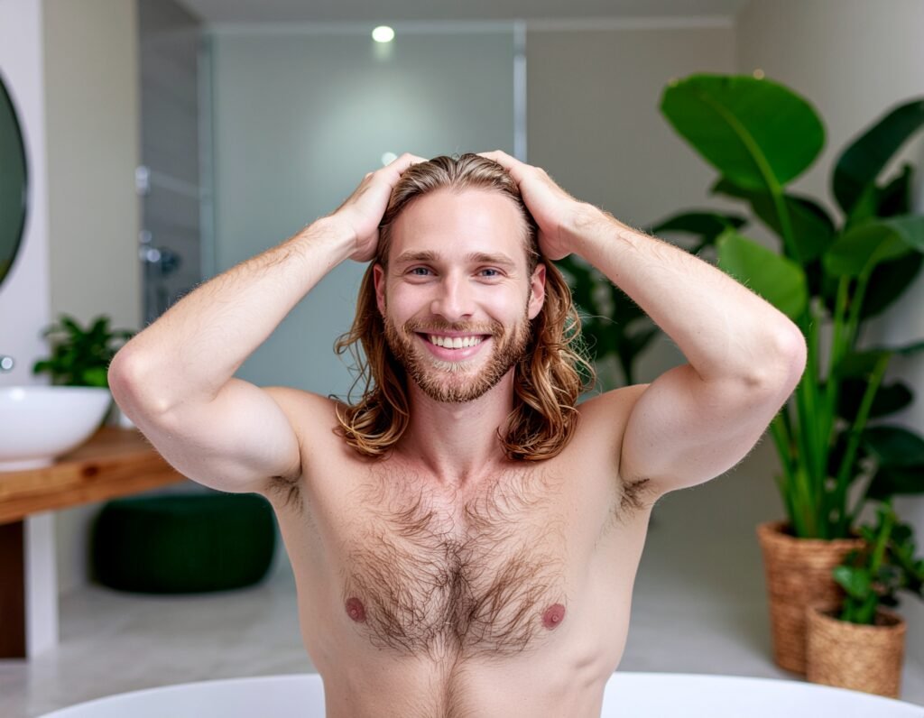 Person massaging saw palmetto oil