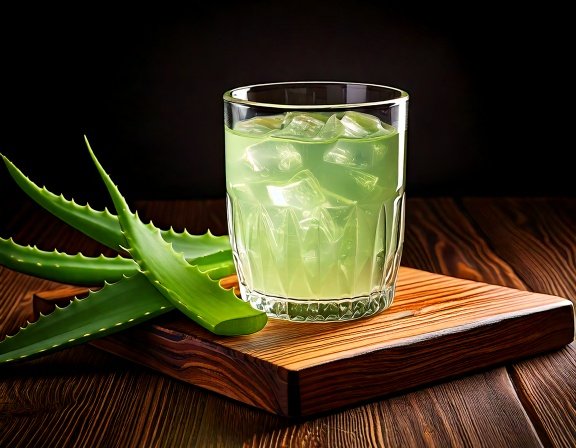 Aloe gel blended into a soothing drink