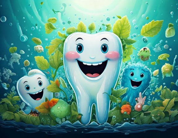 Smiling probiotic characters