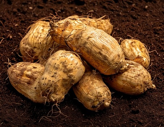Freshly harvested maca roots