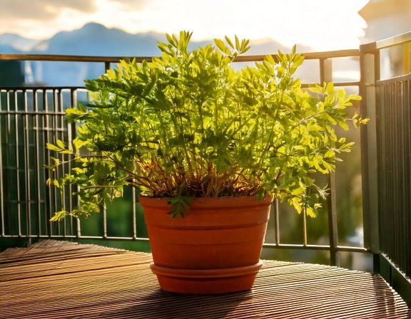 Licorice plant in a clay pot