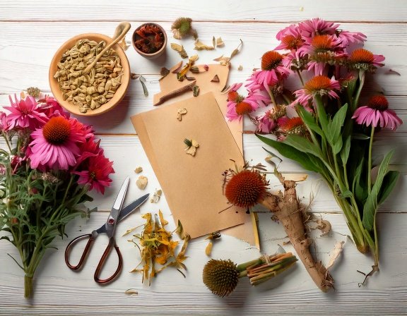 Vibrant purple echinacea in sunlit home garden