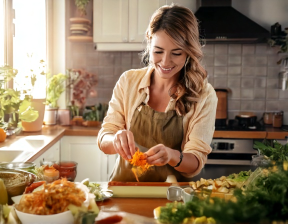 Fresh and dried calendula blooms on a rustic table