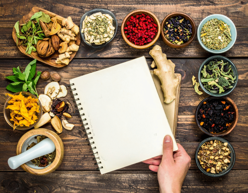 Ashwagandha herbal tea and powder for sleep.