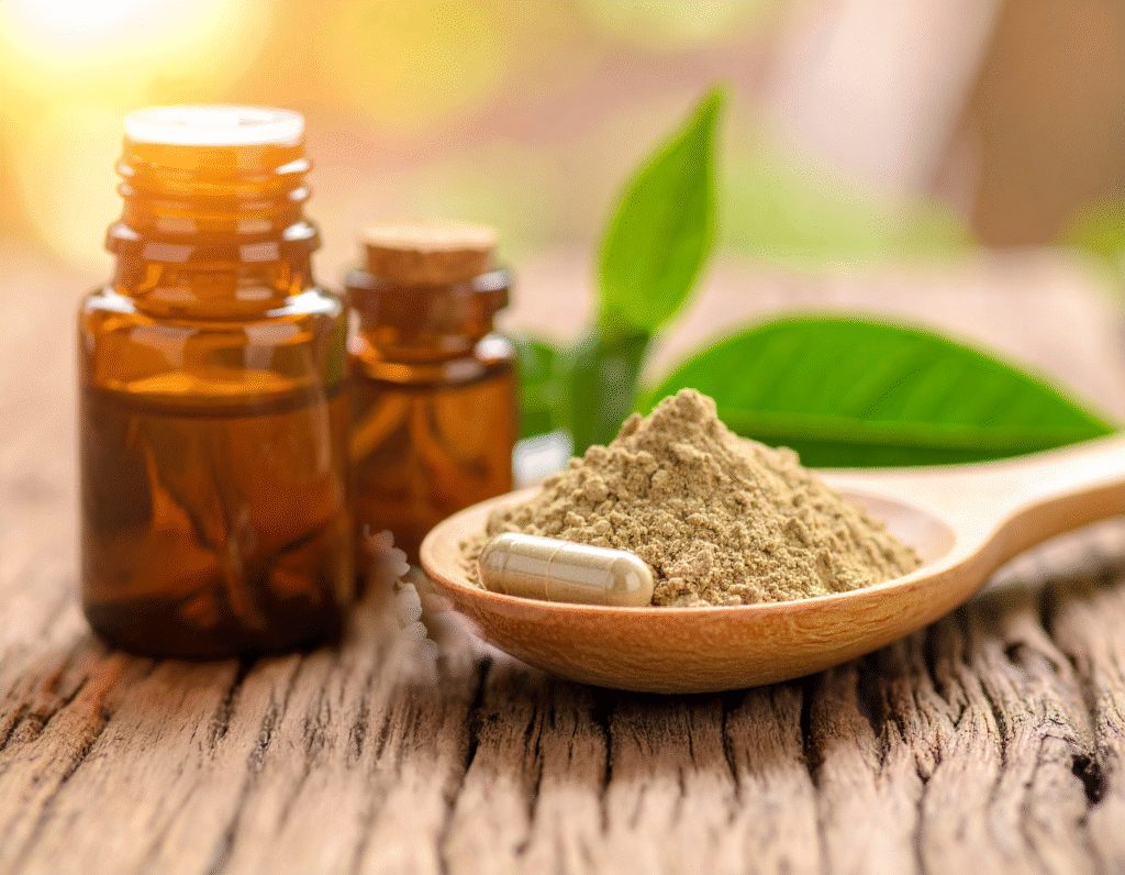 Women holding cup and wellness herbs