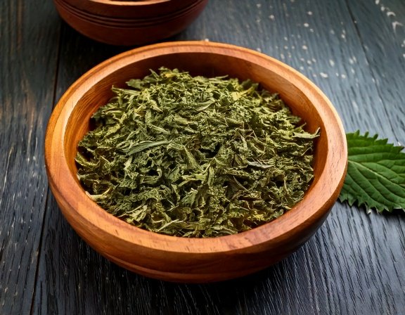 Stored dried nettle for teas and broths