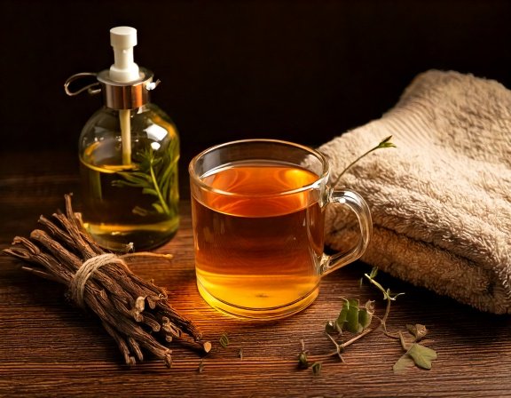 Steeped licorice root tea