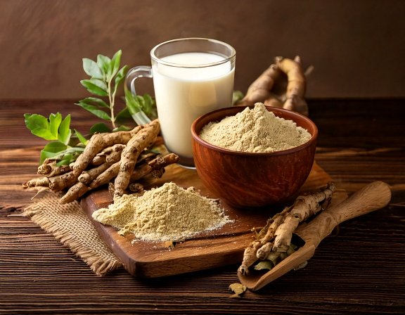 Ashwagandha roots prepared for home use