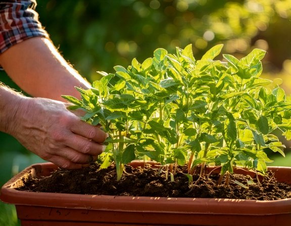 Vibrant ashwagandha foliage in garden