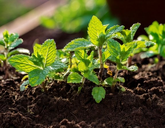 Peppermint cuttings in water for propagation