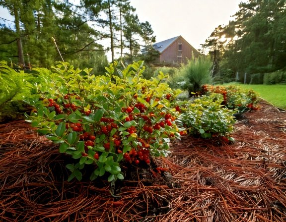 Cranberry plant in raised acidic bed