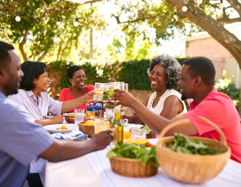 Friends sipping herbal iced tea
