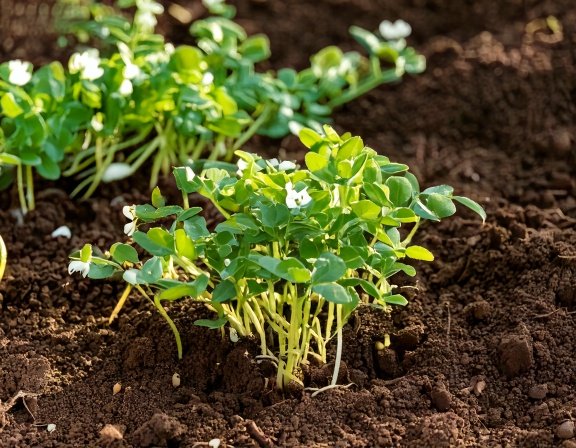 Fenugreek seeds sown, seedlings, mature plant