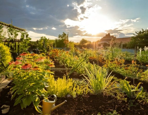Garden planner with herbal bed sketches