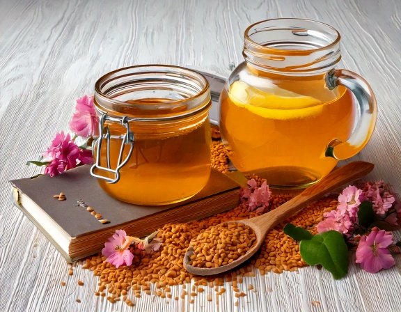 Fenugreek tea and seeds with lemon