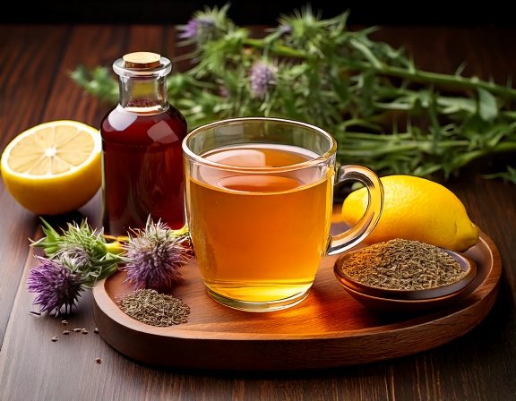 Milk thistle tea and ground seeds