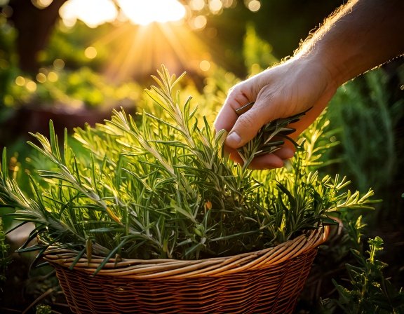 Rosemary sprigs for focus