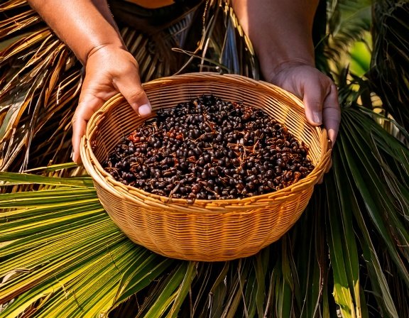 Harvesting saw palmetto berries