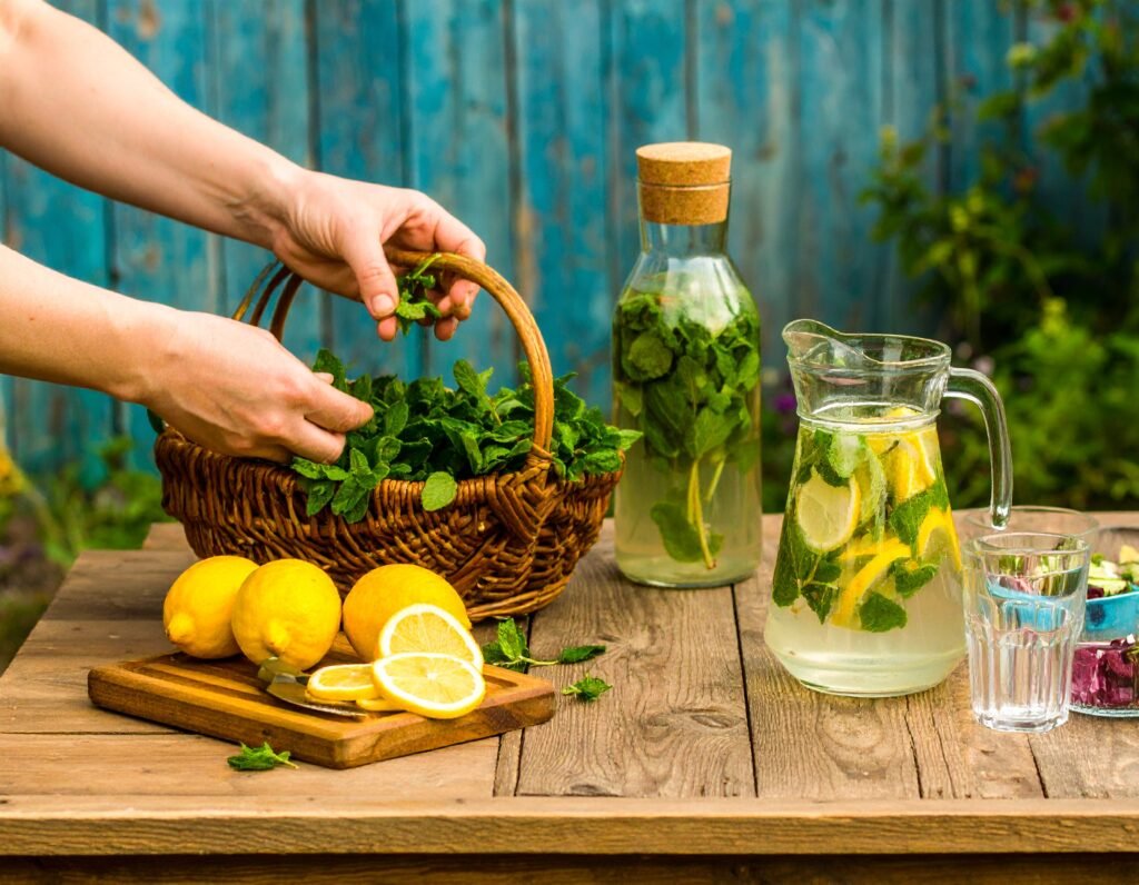 Harvesting summer herbs