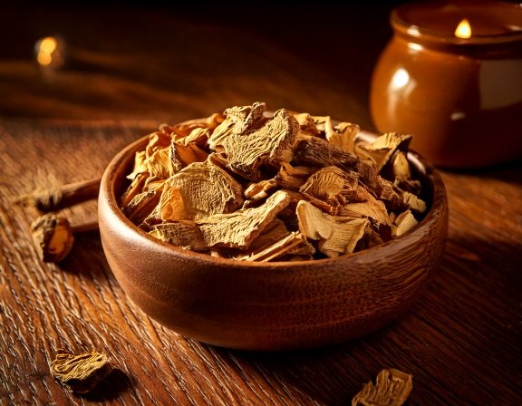 Macro shot dried licorice root
