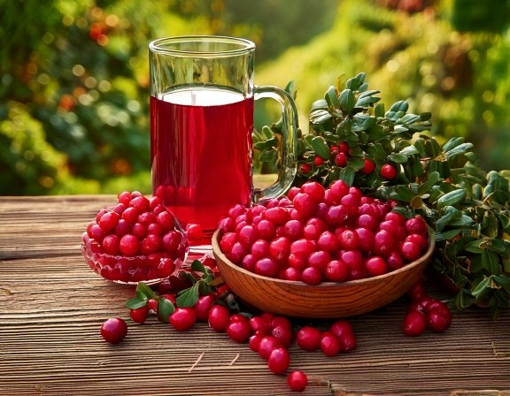 Cranberry bushes with clusters of bright red berries