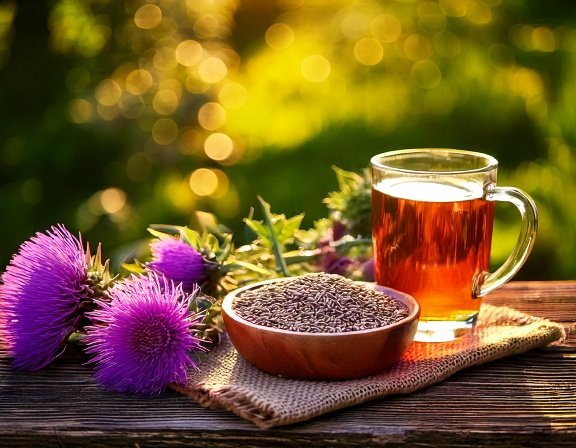 Milk thistle seed heads for liver support