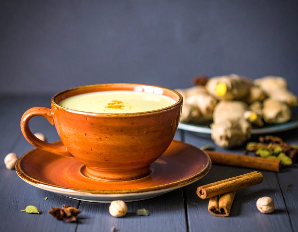 Ashwagandha golden milk in a ceramic mug