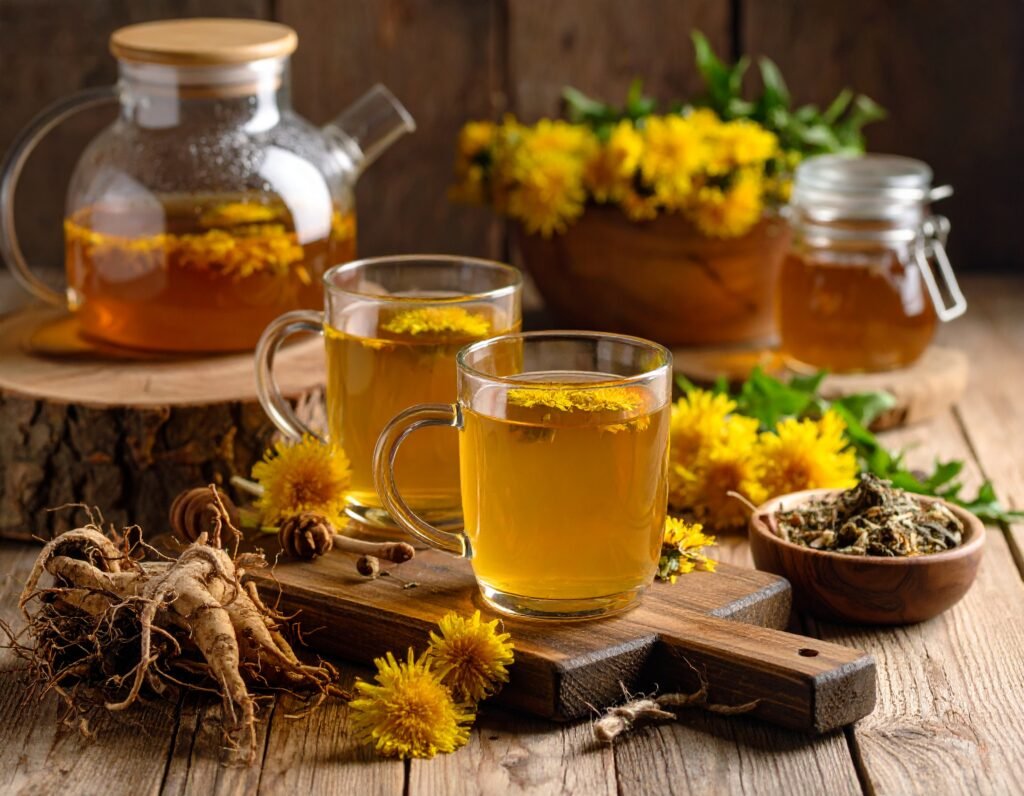 Dandelion roots rustic setting