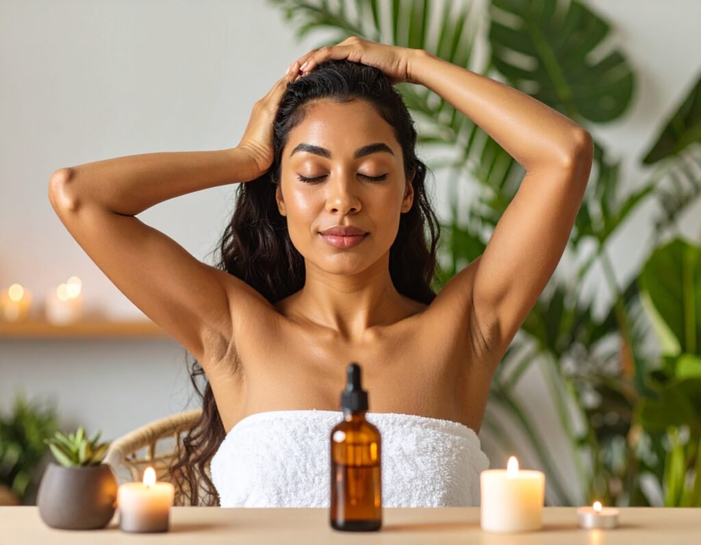 Scalp massage with black seed oil