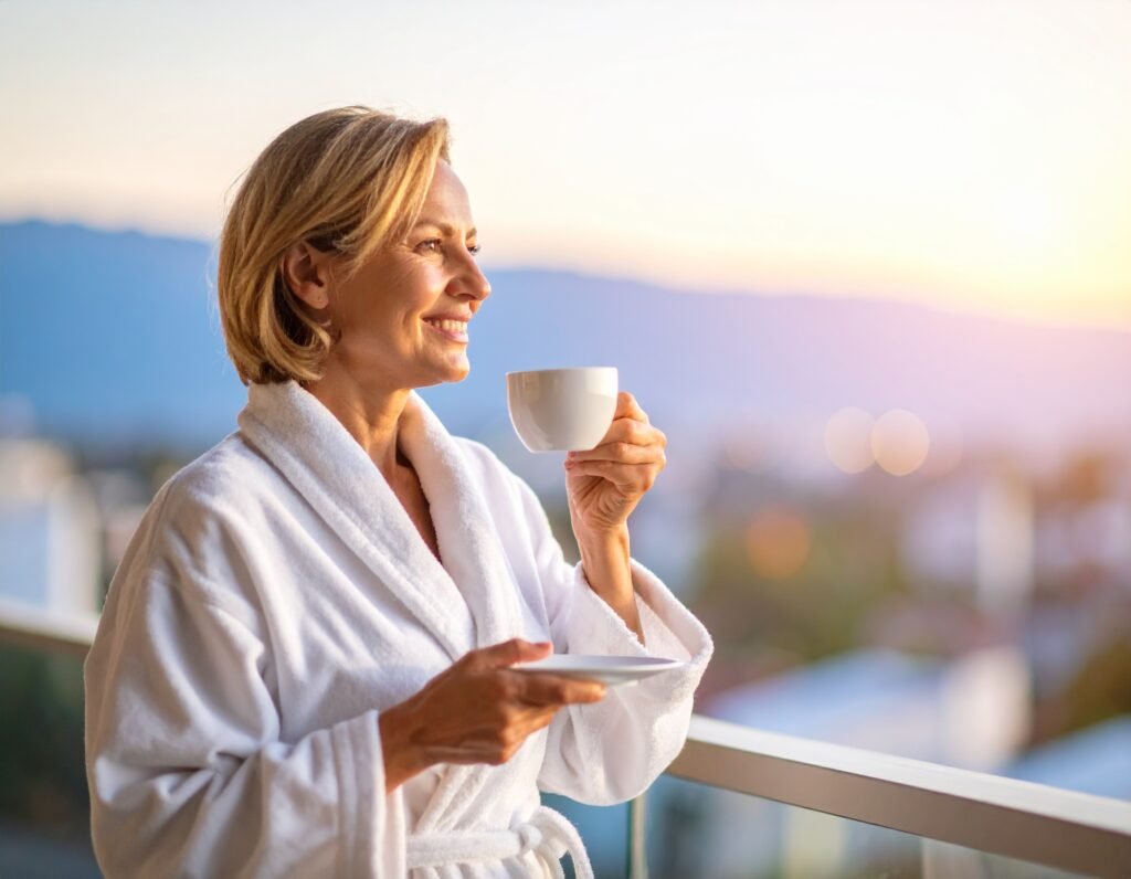 Morning routine with warm cup