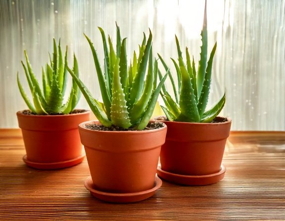 Young Aloe Vera pups in pots