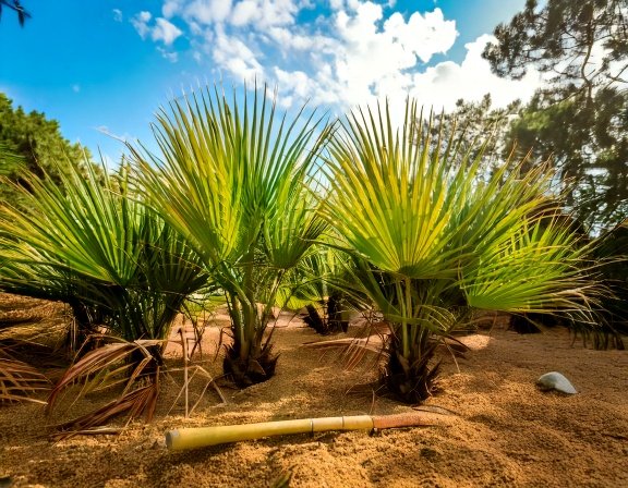 Saw palmetto plants in soil