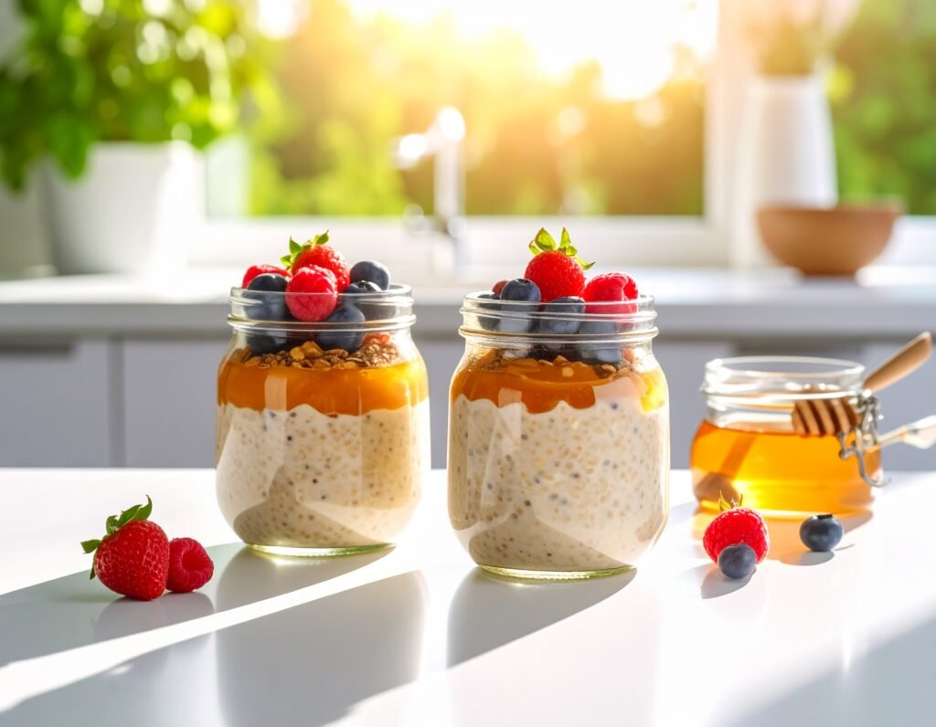 Overnight oats with berries and chia