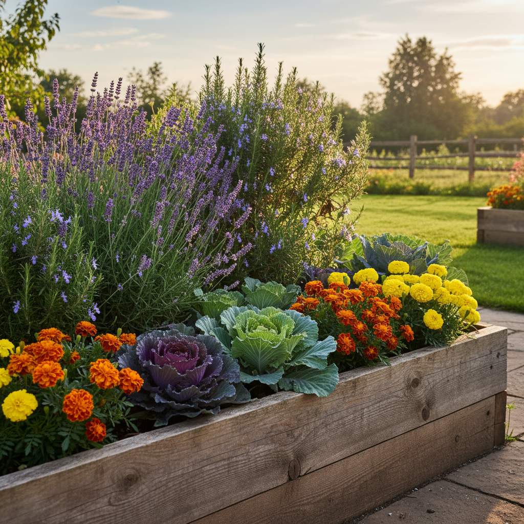 Spring Immunity Garden with echinacea, garlic, kale, and parsley
