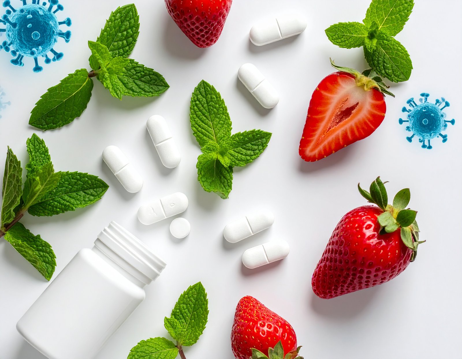 Prodentim chewable tabs and mint leaves