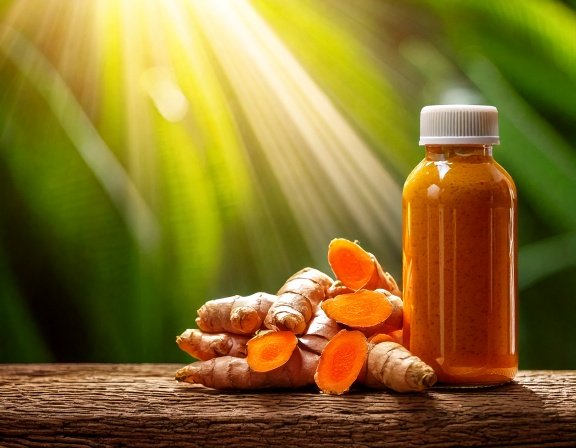 Turmeric rhizomes with golden interior